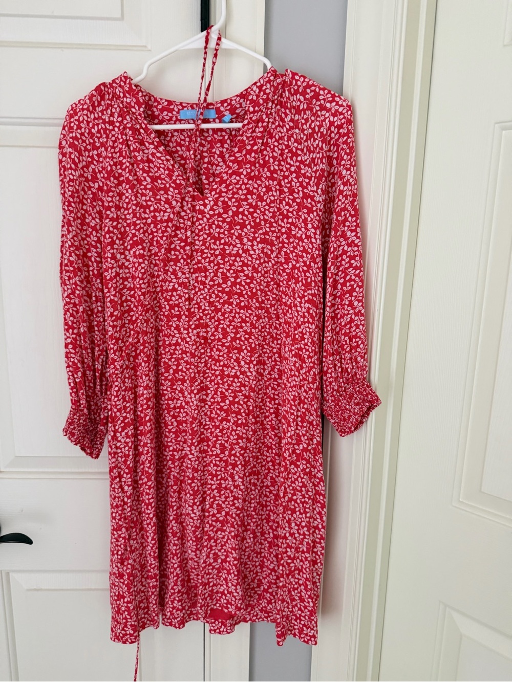 Draper James Red and White Floral Tie-Back Dress